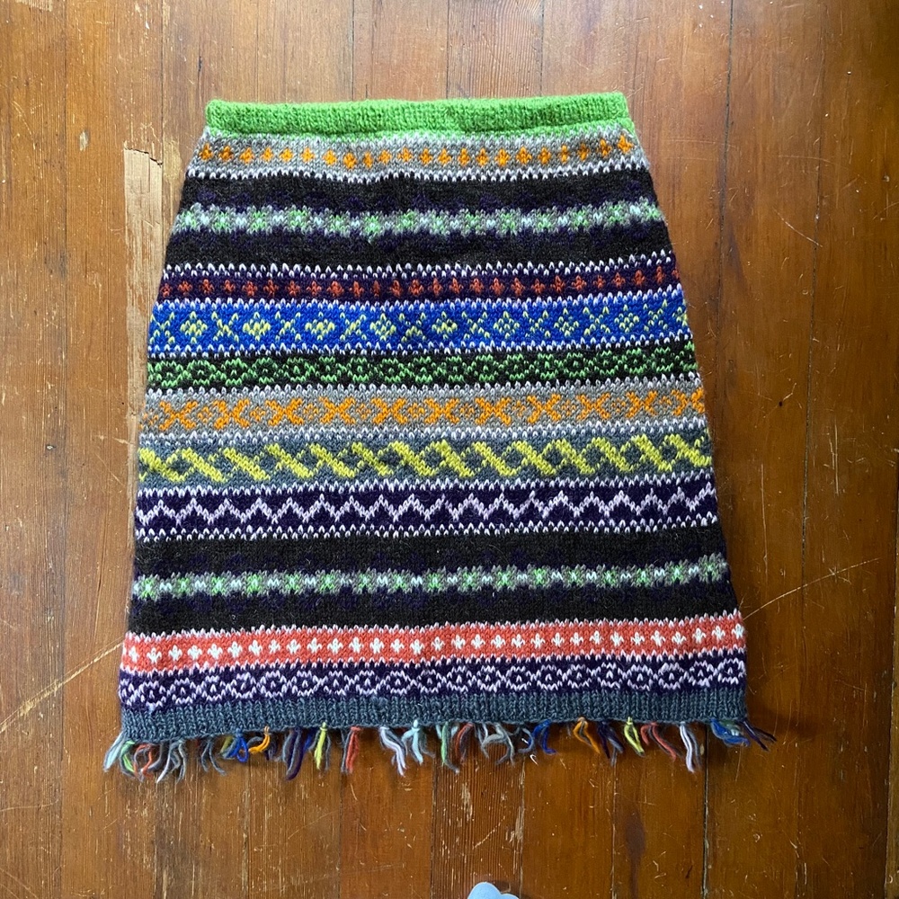 Free People Boho Handknit Wool Skirt